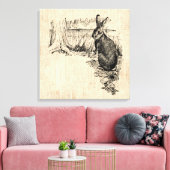Toile Art lapin vintage illustré (Insitu(Salon))