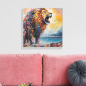 Toile Art Lion coloré moderne (Insitu(Salon))