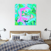 Toile Art Liquide rose et bleu clair rétro sur Hydrangea (Insitu(Chambre))
