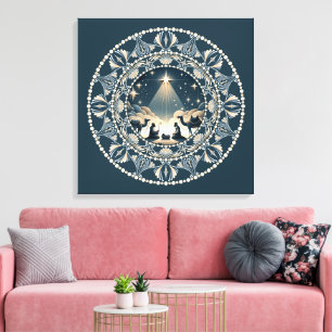 Toile Art Mandala de la Nativité Étoile de la Merv