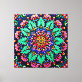 Toile Art mandala floral vibrant (Recto)