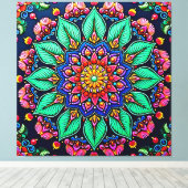 Toile Art mandala floral vibrant (Insitu (Plancher de Bois))
