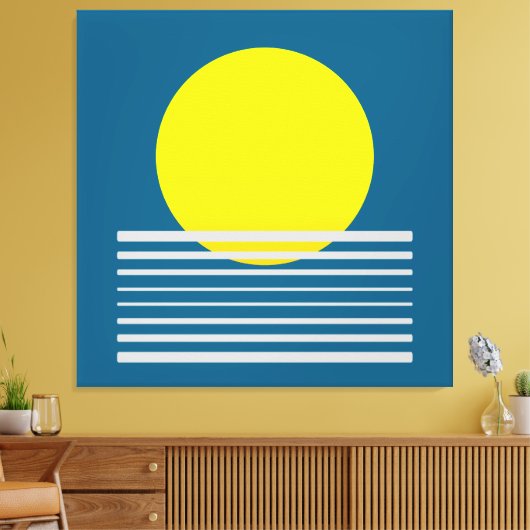 Toile Art moderne Abstrait Jaune Soleil et Paysage marin (Insitu(Salon))