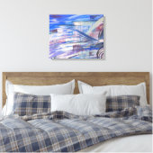 Toile Art moderne bleu rose et gris Abstrait (Insitu(Chambre))