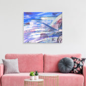 Toile Art moderne bleu rose et gris Abstrait (Insitu(Salon))