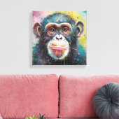 Toile Art Moderne Coloré Chimp (Insitu(Salon))