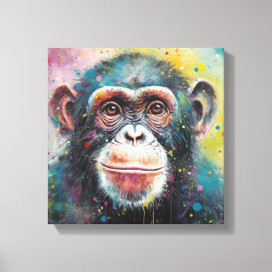 Toile Art Moderne Coloré Chimp