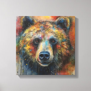 Toile Art moderne coloré Grizzly Oear