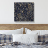 Toile Art moderne Gold Blue Floral Doodles (Insitu(Chambre))