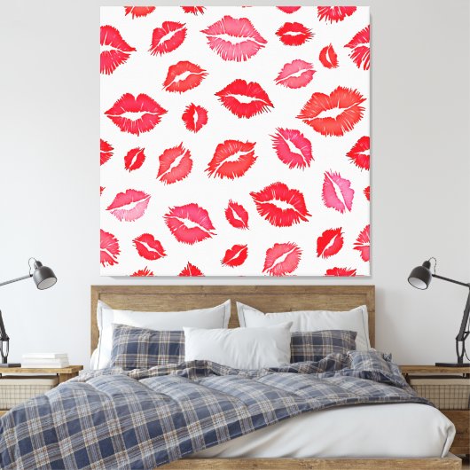 Toile Art Motif à lèvres rouge et rose (Insitu(Chambre))