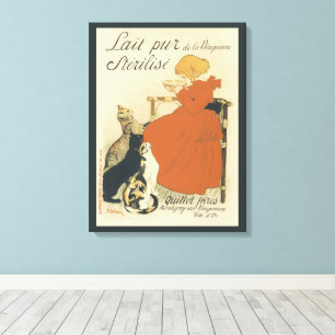 Toile Art nouveau victorien antique, Fille aux chats de