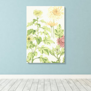 Toile Art Nouveau vintage, Chrysanthèmes dans un jardin