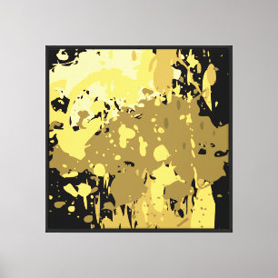 Toile Art numérique abstrait amusant noir et jaune éclab