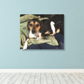 Toile Art numérique low-poly de chien mélange Beagle (Insitu (Plancher de Bois))