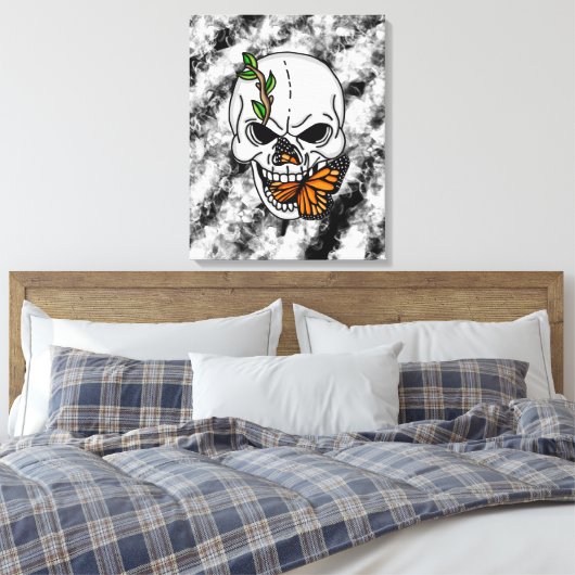 Toile Art numérique papillon crâne et monarque (Insitu(Chambre))
