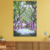 Toile Art numérique paysager de la forêt verte et violet (Insitu(Salon))