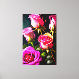 Toile Art numérique rose Roses-48345
