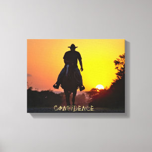 Toile Art Occidental, Coucher De Soleil Cowboy, Force,