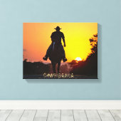 Toile Art Occidental, Coucher De Soleil Cowboy, Force, (Insitu (Plancher de Bois))