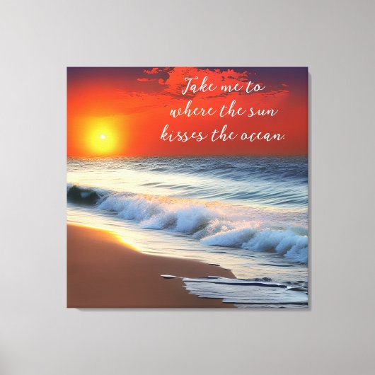 Toile Art océanique et citation | Coucher de soleil sur (Recto)