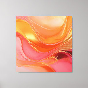 Toile Art-Orange Abstrait moderne rose et or