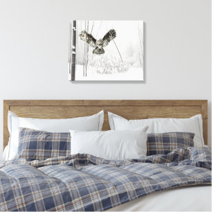 Toile Art original aquarelle chasse hibou oiseau