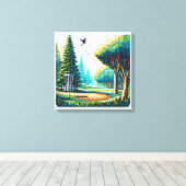 Toile Art Pixel de Disk Golf (Insitu (Plancher de Bois))