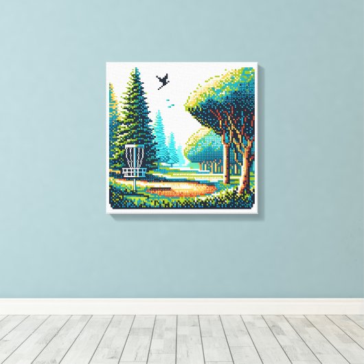Toile Art Pixel de Disk Golf (Insitu (Plancher de Bois))