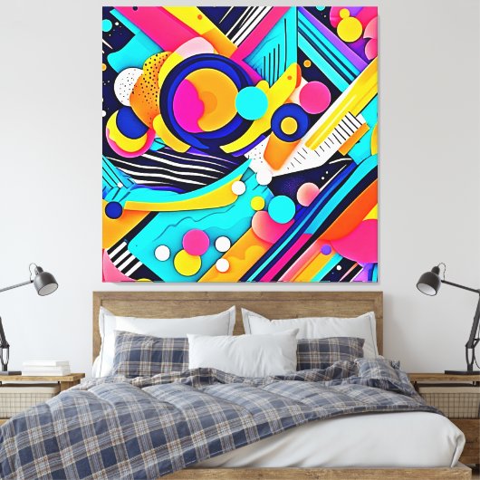 Toile Art Pop Abstrait Vibrant (Insitu(Chambre))