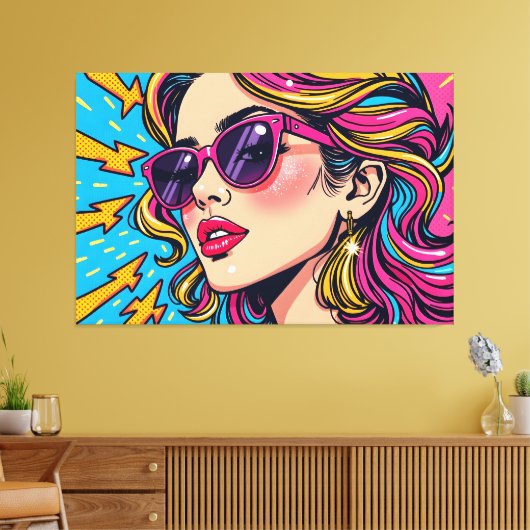 Toile Art Pop Glam Electrique - Dynamic Retro 80's (Insitu(Salon))