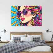 Toile Art Pop Glam Electrique - Dynamic Retro 80's (Insitu(Chambre))