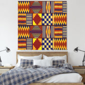 Toile Art populaire tribal - Rust Navy Jaune (Insitu(Chambre))