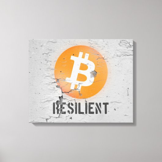 Toile Art Résilient Bitcoin (Sur Mur fissuré HD) (Recto)