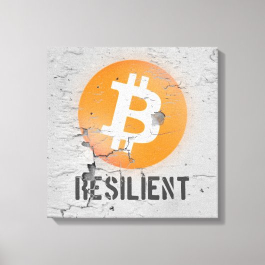 Toile Art Résilient Bitcoin (Sur Mur fissuré HD) (Recto)