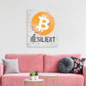 Toile Art Résilient Bitcoin (Sur Mur fissuré HD) (Insitu(Salon))