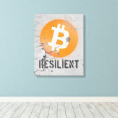 Toile Art Résilient Bitcoin (Sur Mur fissuré HD) (Insitu (Plancher de Bois))