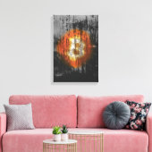 Toile Art Résilient Bitcoin (Sur Mur Noir HD) (Insitu(Salon))