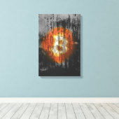 Toile Art Résilient Bitcoin (Sur Mur Noir HD) (Insitu (Plancher de Bois))
