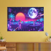 Toile Art Rétro Spacemen Synthwave Vaporwave (Insitu(Salon))