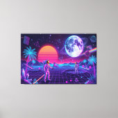 Toile Art Rétro Spacemen Synthwave Vaporwave (Recto)