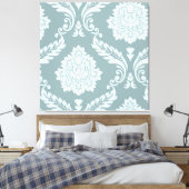 Toile Art Rococo Damassé I Bleu de Canard + Turquoise (Insitu(Chambre))