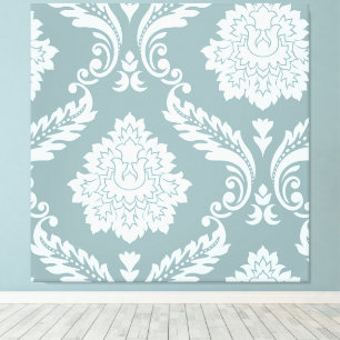 Toile Art Rococo Damassé I Bleu de Canard + Turquoise