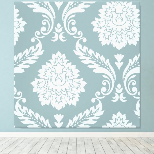 Toile Art Rococo Damassé I Bleu de Canard + Turquoise (Insitu (Plancher de Bois))