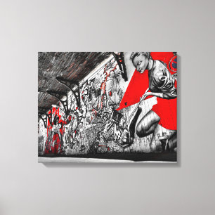 Toile Art rouge et noir et blanc de mur de graffiti