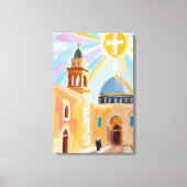 Toile Art Sunlit Middle Eastern Church Art Imprimer Art  (Recto)