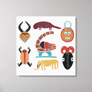 Toile Art tribal africain moderne abstrait de visage