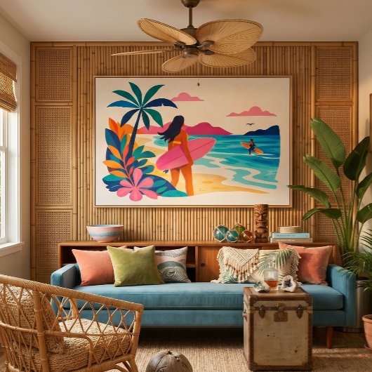Toile art tropical de milieu de siècle