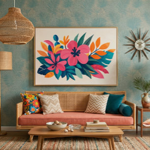 Toile art tropical de milieu de siècle