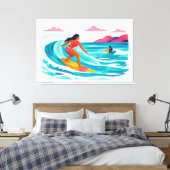 Toile art tropical de plage du milieu du siècle (Insitu(Chambre))