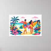 Toile Art tropical de plage du milieu du siècle (Recto)